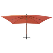 Vidaxl zweefparasol met houten paal 400x300 cm terracottakleurig - afbeelding 2