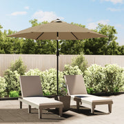 Vidaxl parasol met led-verlichting en stalen paal 300 cm taupe - afbeelding 1