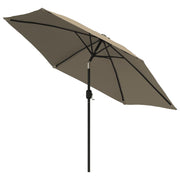 Vidaxl parasol met led-verlichting en stalen paal 300 cm taupe - afbeelding 3