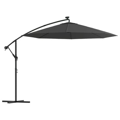 Vidaxl zweefparasol met led-verlichting stalen paal 300 cm antraciet