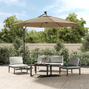 VidaXL Zweefparasol met LED-verlichting stalen paal 300 cm taupe - afbeelding 1