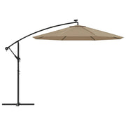 VidaXL Zweefparasol met LED-verlichting stalen paal 300 cm taupe - afbeelding 3