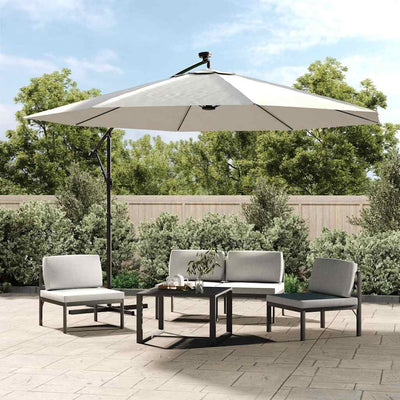 Vidaxl zweefparasol met led-verlichting en metalen paal 350 cm zand