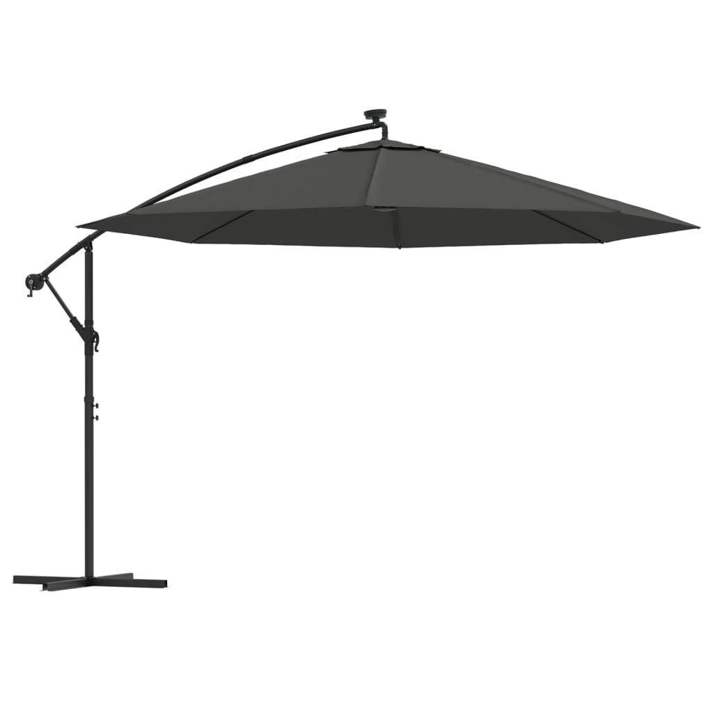 Vidaxl zweefparasol met led-verlichting metalen paal 350 cm antraciet