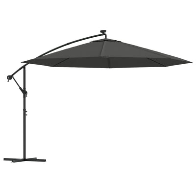 Vidaxl zweefparasol met led-verlichting metalen paal 350 cm antraciet