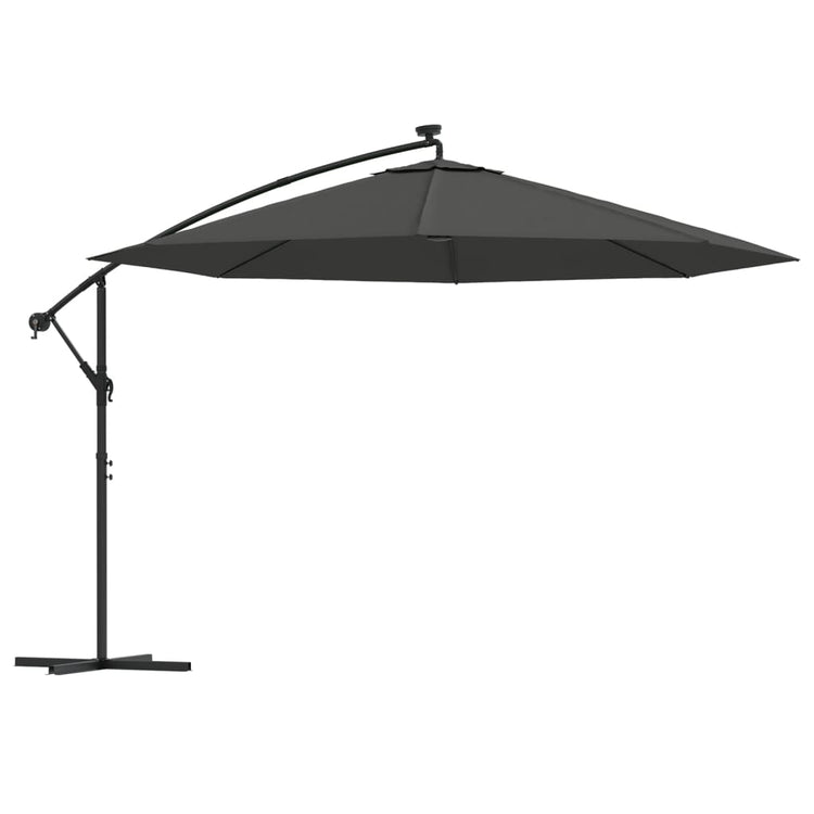 Vidaxl zweefparasol met led-verlichting metalen paal 350 cm antraciet