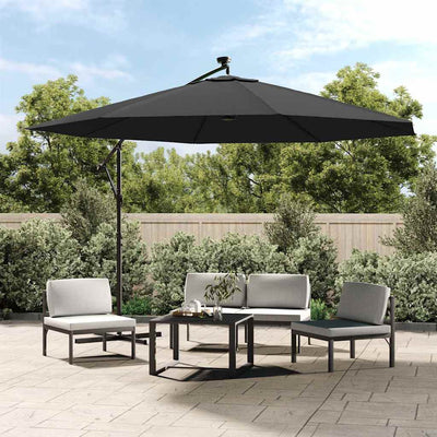Vidaxl zweefparasol met led-verlichting metalen paal 350 cm antraciet