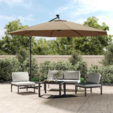 Vidaxl zweefparasol met led-verlichting en metalen paal 350 cm taupe - afbeelding 1
