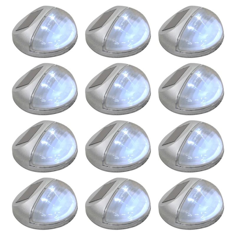 Vidaxl led-wandlampen solar rond zilver 12 st