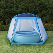 Vidaxl zwembadtent 660x580x250 cm stof blauw - afbeelding 1