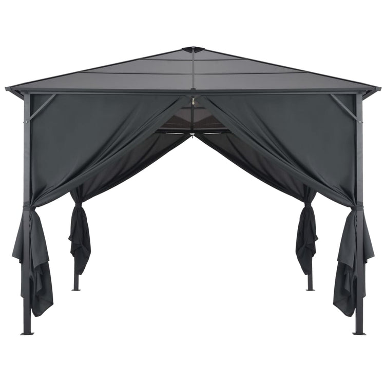 VidaXL Prieel met gordijn 3x3 m aluminium zwart