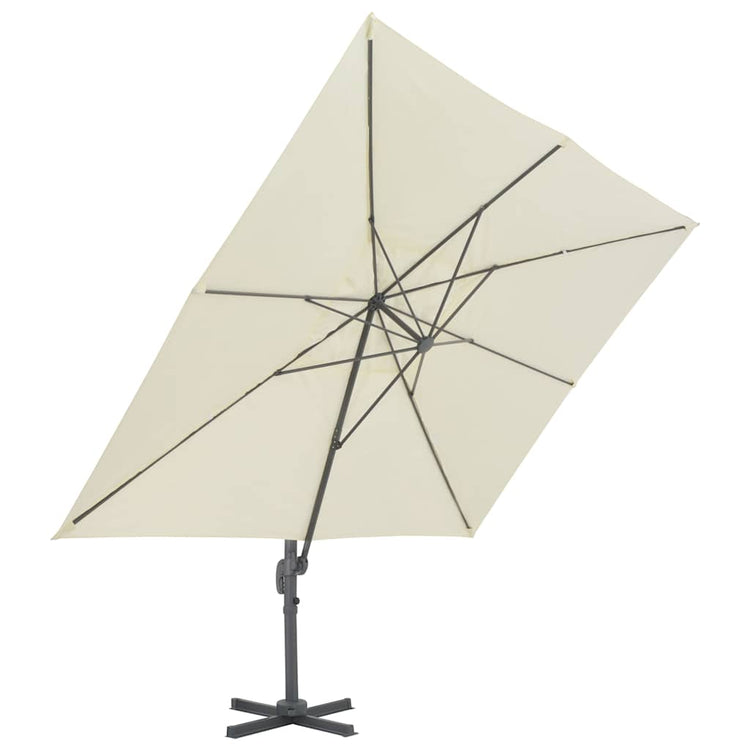 Vidaxl zwevende parasol met aluminium paal 400x300 cm zand