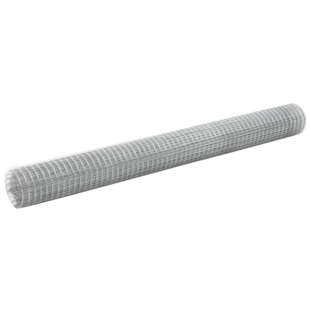 Vidaxl kippengaas 25x1,5 m gegalvaniseerd staal zilverkleurig