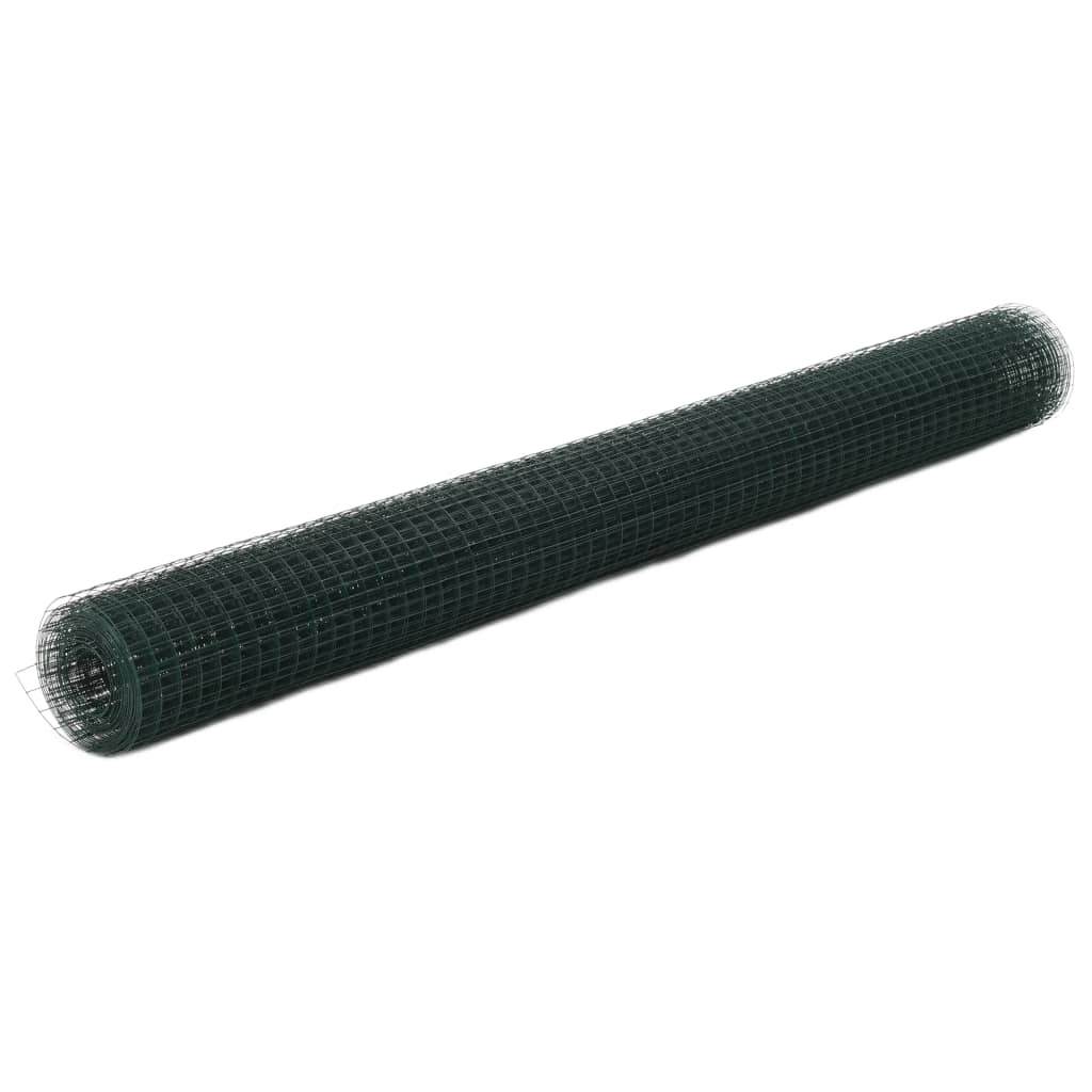 Vidaxl kippengaas 10x1,5 m staal met pvc coating groen