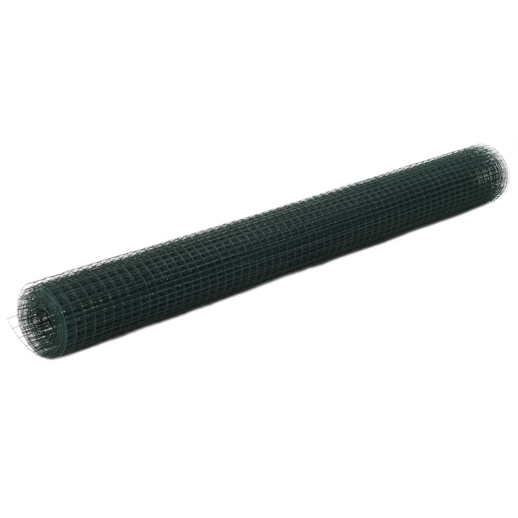 Vidaxl kippengaas 10x1,5 m staal met pvc coating groen