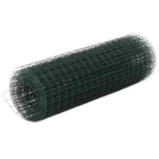 Vidaxl kippengaas 25x0,5 m staal met pvc coating groen - afbeelding 1