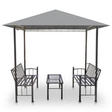 VidaXL Tuinpaviljoen met tafel en bankjes 2,5x1,5x2,4 m antraciet - afbeelding 3