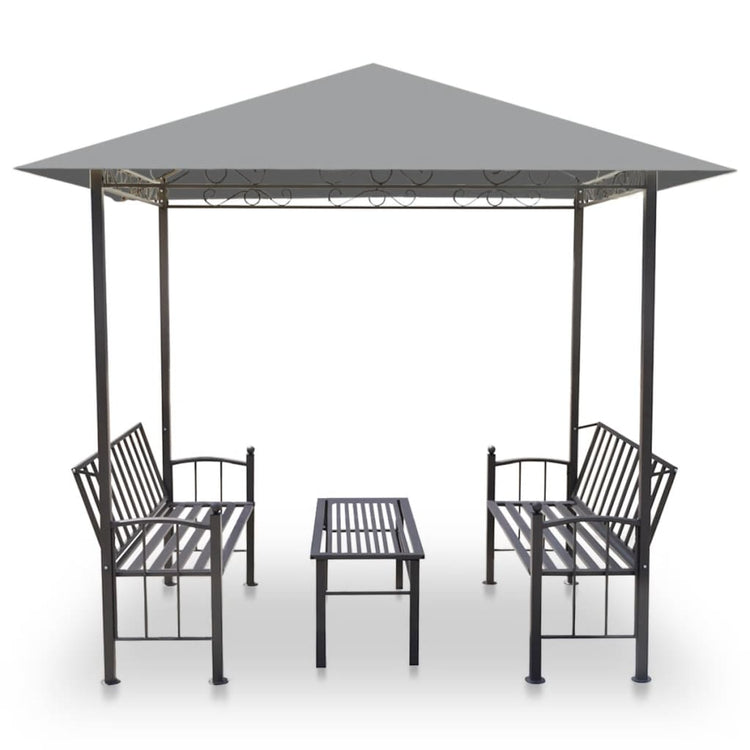 VidaXL Tuinpaviljoen met tafel en bankjes 2,5x1,5x2,4 m antraciet