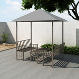 VidaXL Tuinpaviljoen met tafel en bankjes 2,5x1,5x2,4 m antraciet - afbeelding 1