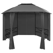 Vidaxl tuinpaviljoen met gordijnen hexagonaal 360x265 cm - afbeelding 1