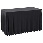 VidaXL Tafelkleden 2 st met rok stretch 243x76x74 cm antracietkleurig - afbeelding 1