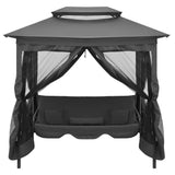 VidaXL Schommelbank voor buiten met dak 220x160x240 cm staal antraciet - afbeelding 2