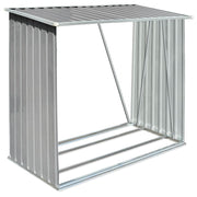 Vidaxl haardhoutschuur 163x83x154 cm gegalvaniseerd staal grijs - afbeelding 2