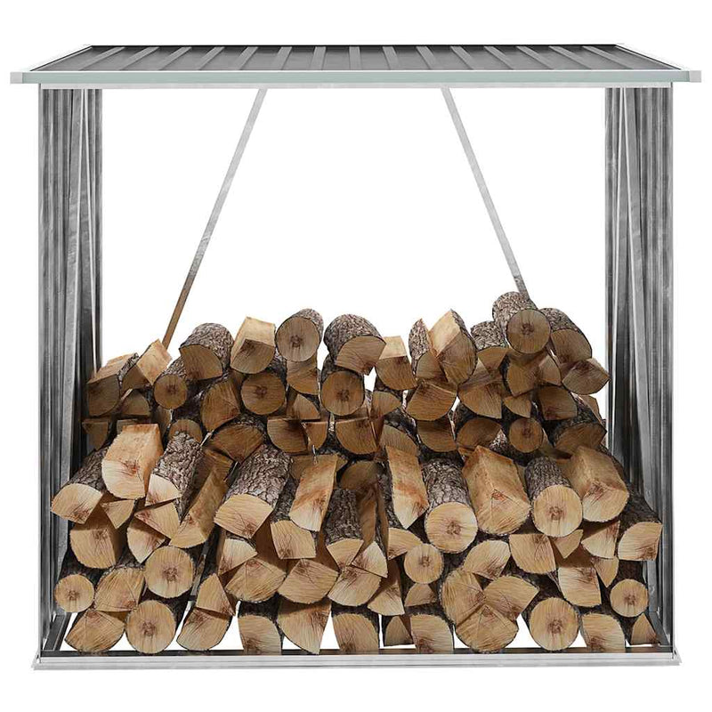 Vidaxl haardhoutschuur 163x83x154 cm gegalvaniseerd staal grijs