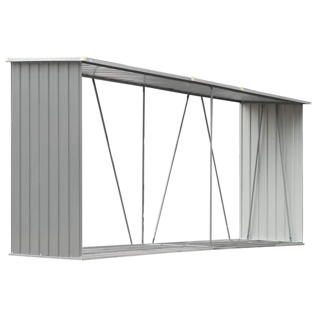 Vidaxl haardhoutschuur 330x84x152 cm gegalvaniseerd staal grijs