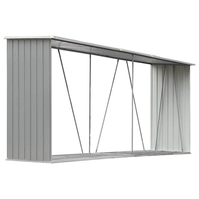 Vidaxl haardhoutschuur 330x84x152 cm gegalvaniseerd staal grijs