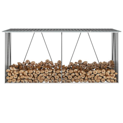 Vidaxl haardhoutschuur 330x84x152 cm gegalvaniseerd staal grijs