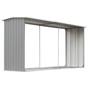 Vidaxl haardhoutschuur 330x92x153 cm gegalvaniseerd staal grijs - afbeelding 2