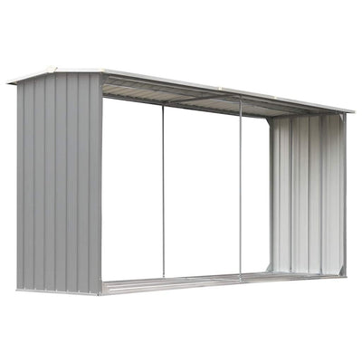 Vidaxl haardhoutschuur 330x92x153 cm gegalvaniseerd staal grijs