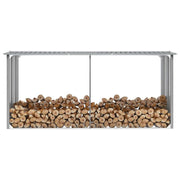 Vidaxl haardhoutschuur 330x92x153 cm gegalvaniseerd staal grijs - afbeelding 1