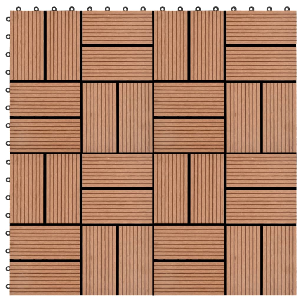 VidaXL 11 st Terrastegel 30x30 cm 1 m² HKC bruin