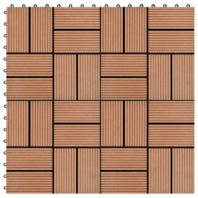 VidaXL 11 st Terrastegel 30x30 cm 1 m² HKC bruin