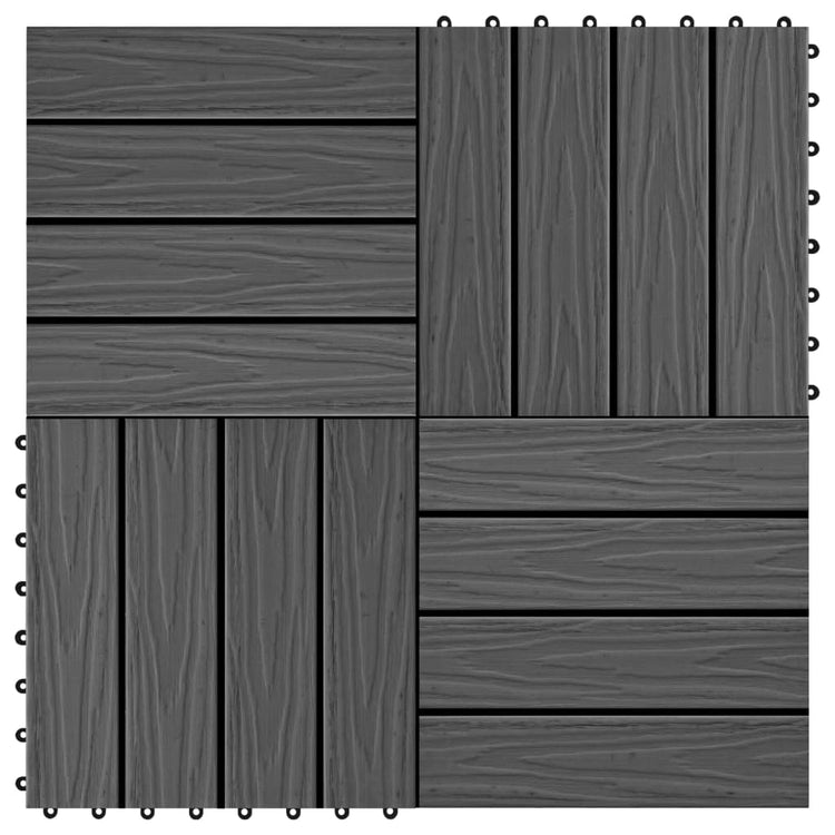 VidaXL Terrastegels diep reliëf 30x30 cm 1 m² HKC zwart 11 st