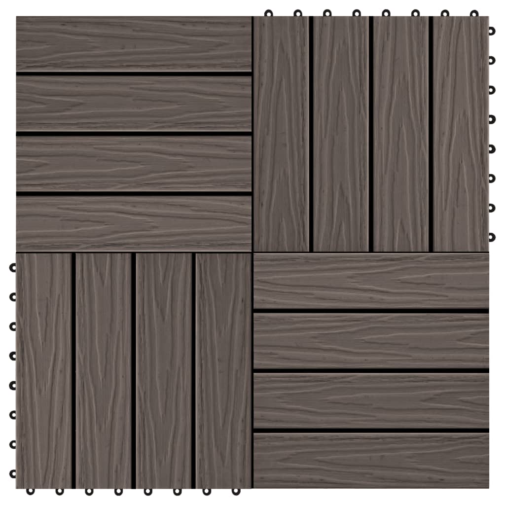 Vidaxl terrastegels diep reliëf 30x30 cm 1 m² hkc donkerbruin 11 st