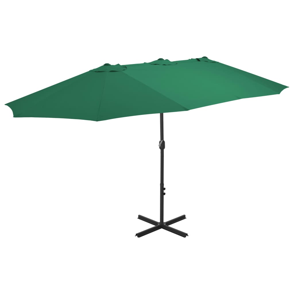 Vidaxl parasol met aluminium paal 460x270 cm groen