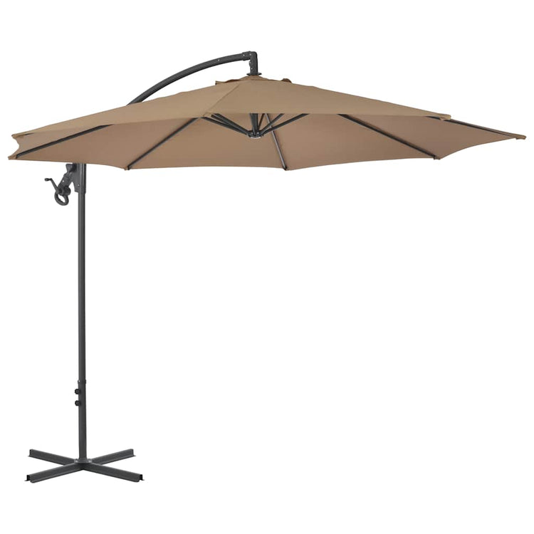 Vidaxl zweefparasol met stalen paal 300 cm taupe