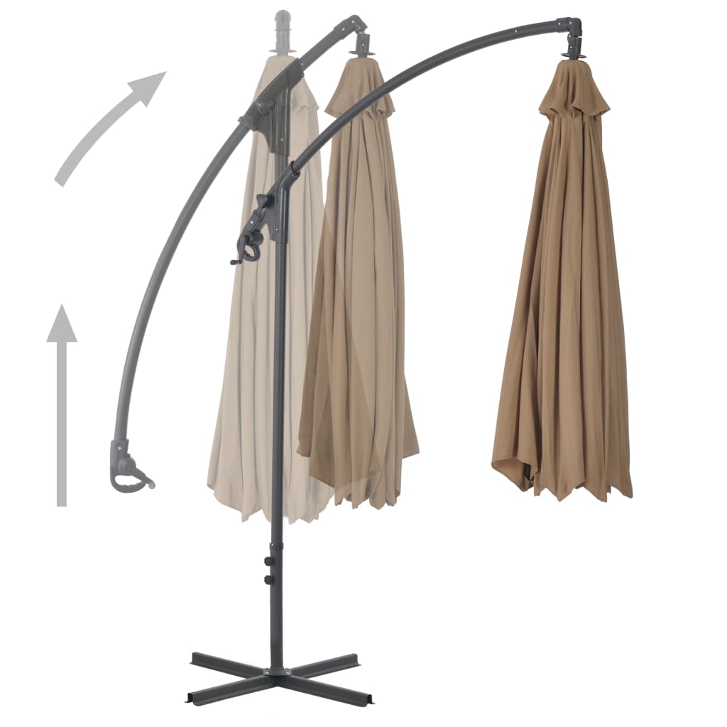 Vidaxl zweefparasol met stalen paal 300 cm taupe