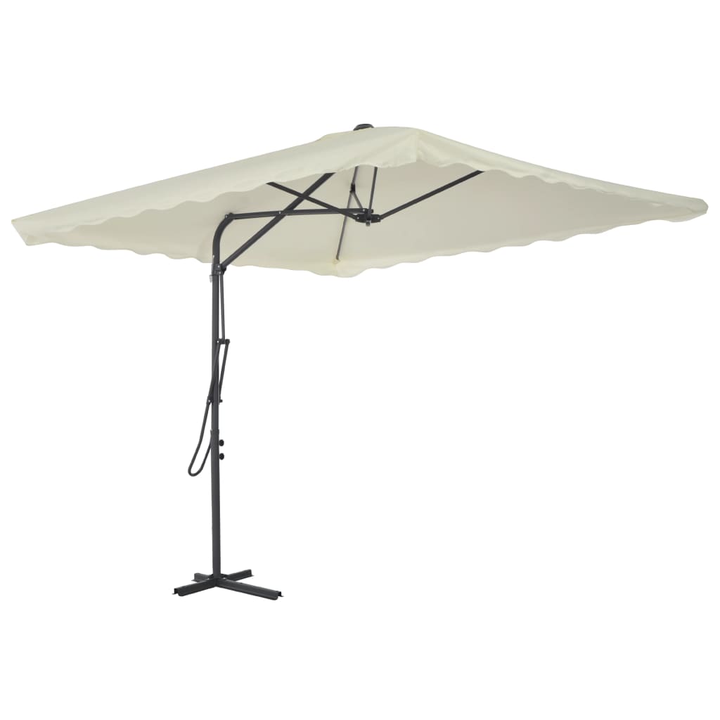 VidaXL Parasol met stalen paal 250x250 cm zandkleurig