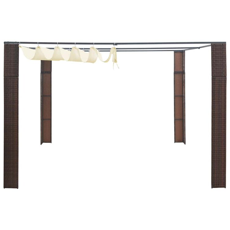 Vidaxl prieel met dak 300x300x220 cm poly rattan bruin en crème