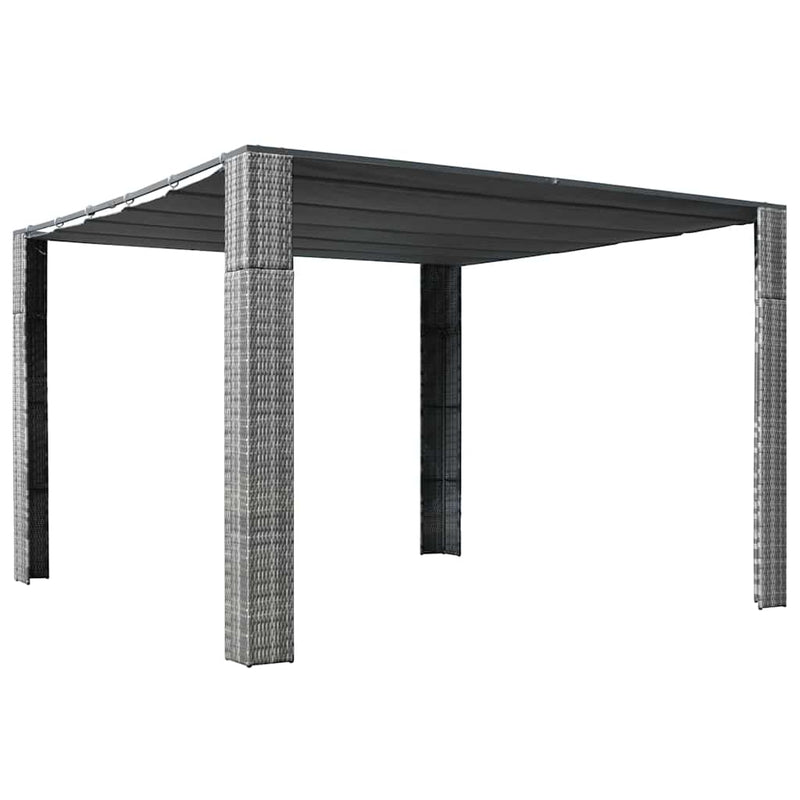 Vidaxl prieel met dak 300x300x220 cm poly rattan grijs en antraciet