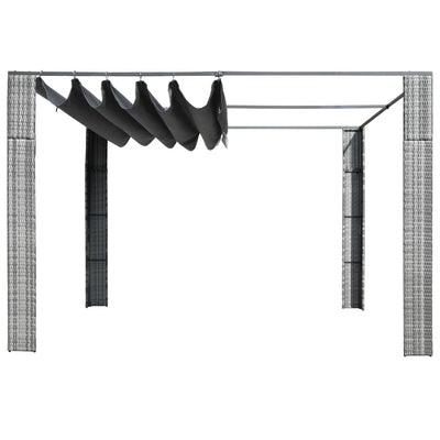 Vidaxl prieel met dak 300x300x220 cm poly rattan grijs en antraciet