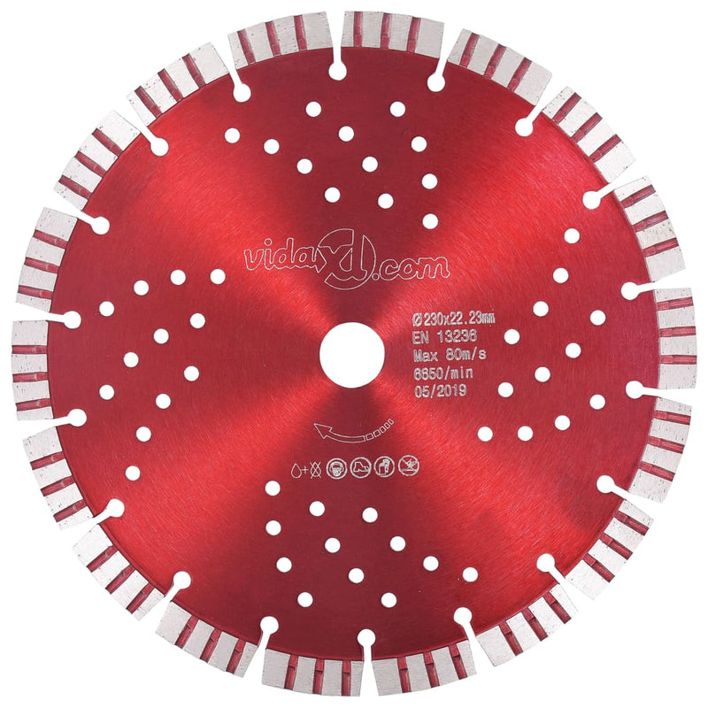 VidaXL Diamantzaagblad met turbo en gaten 230 mm staal