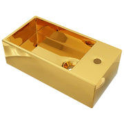 Vidaxl wastafel met overloop 49x25x15 cm keramiek goudkleurig - afbeelding 2