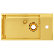 Vidaxl wastafel met overloop 49x25x15 cm keramiek goudkleurig - afbeelding 3