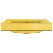 Vidaxl wastafel met overloop 60x46x16 cm keramiek goudkleurig - afbeelding 3