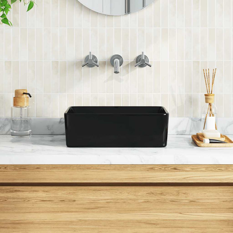 Vidaxl wastafel 40x30x13 cm keramiek zwart